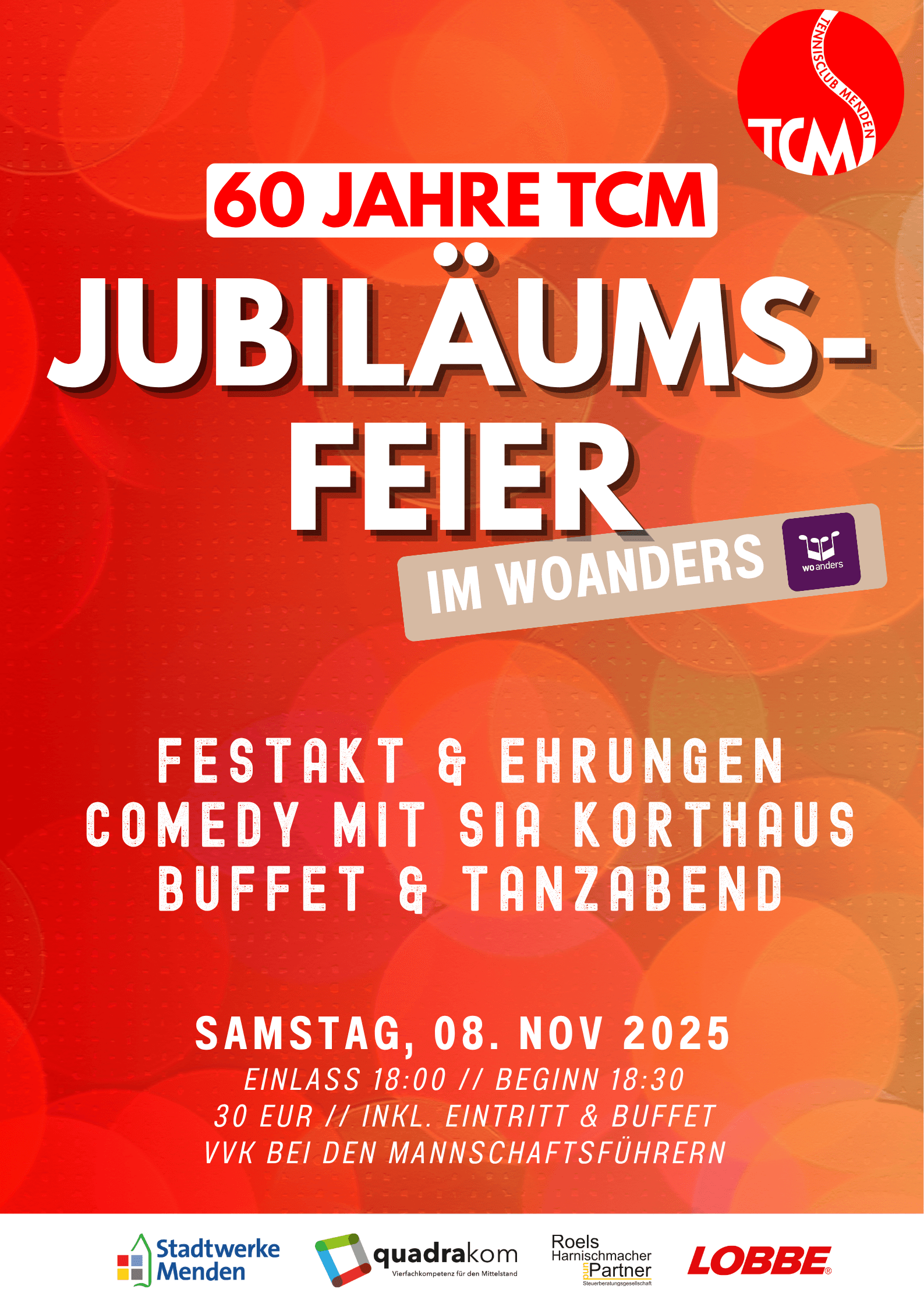 60 Jahre TCM - Karten für Jubiläumsfeier jetzt erhältlich!